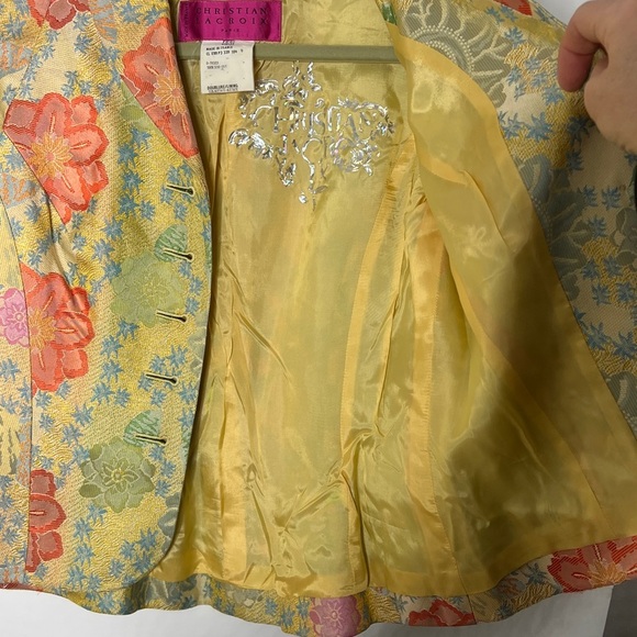 Christian Lacroix Sz 38 (4) Silk Brocade Fitted 3/4 Sleeve Button Front Jacket - Picture 8 of 13